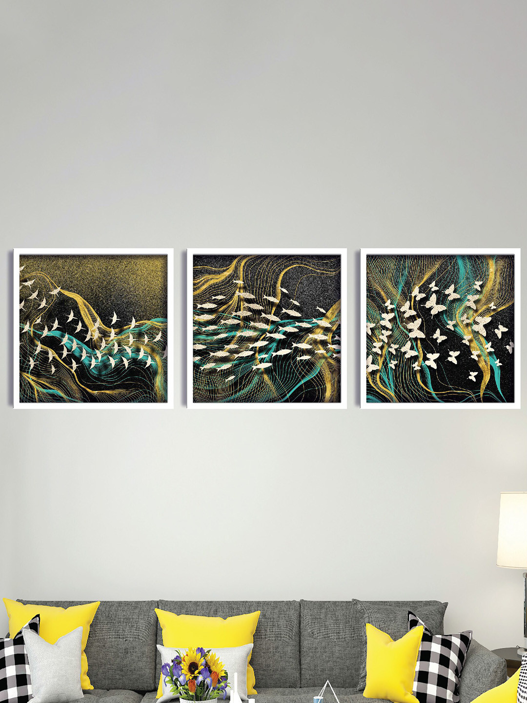 SAF Paper 3 Pcs Wall Square Paintings Wall Art - 11.5x11.5In