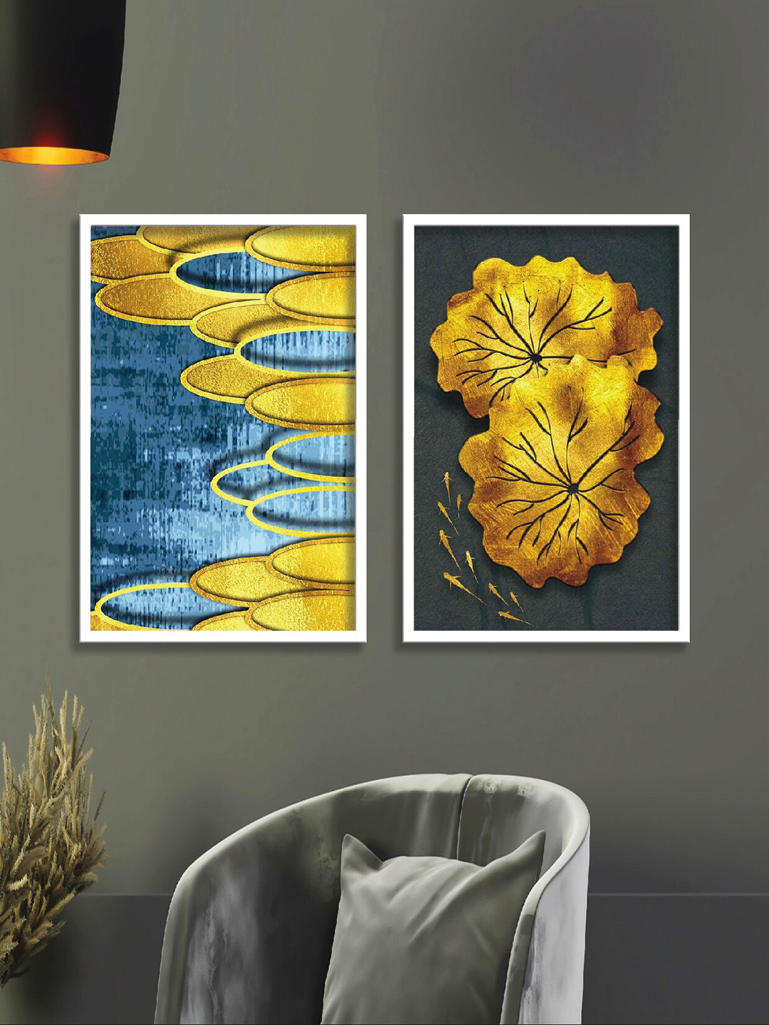SAF Wood 2 Piece Wall Rectangle Paintings Wall Art -13,5 x 19.5In