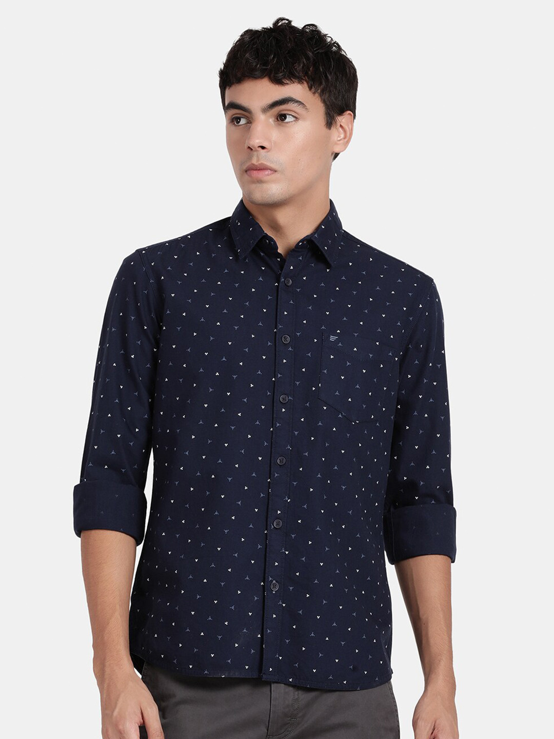 t-base Micro Ditsy Printed Cotton Casual Shirt
