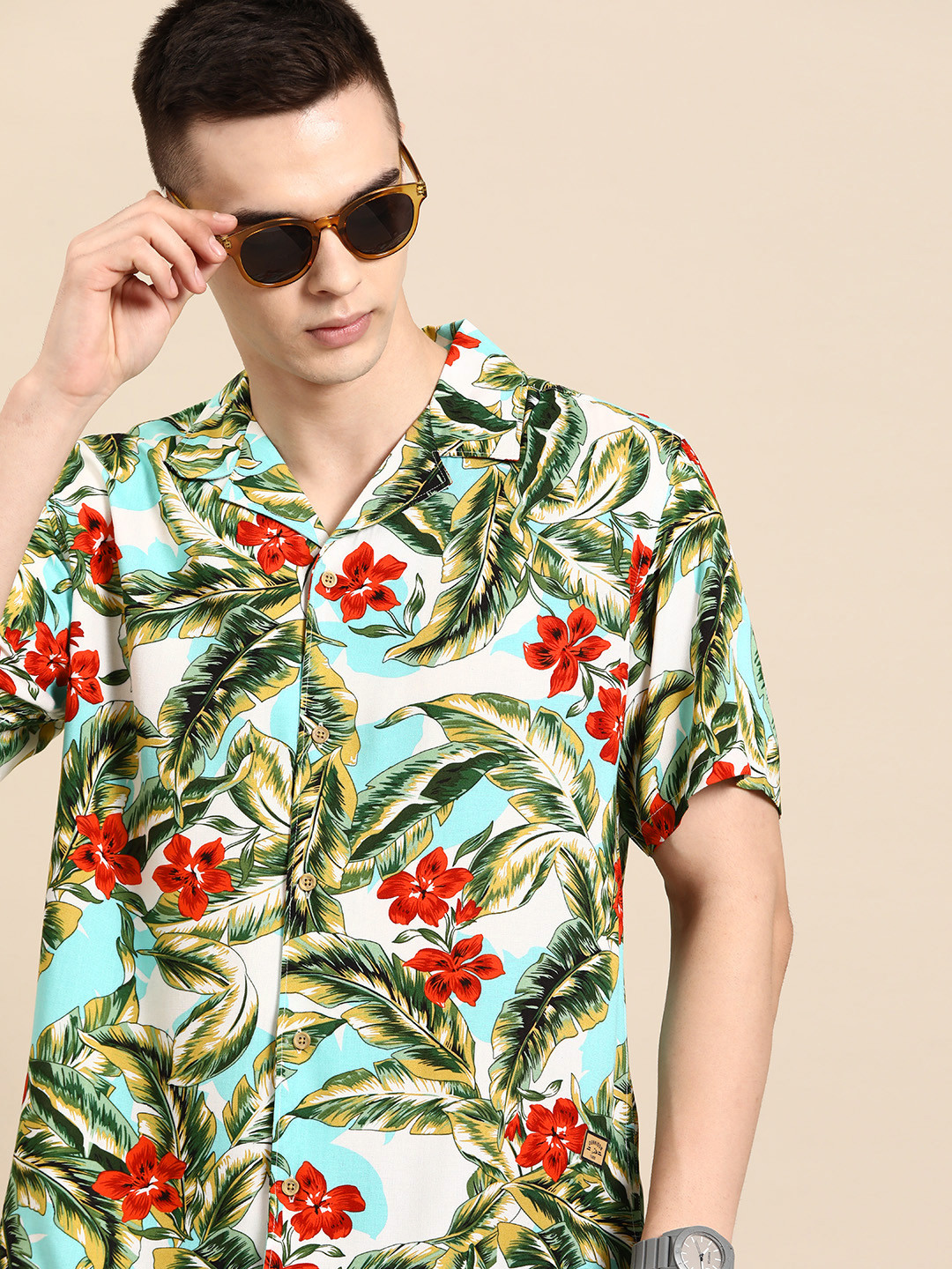 DENNISON Floral Block Printed Casual Shirt