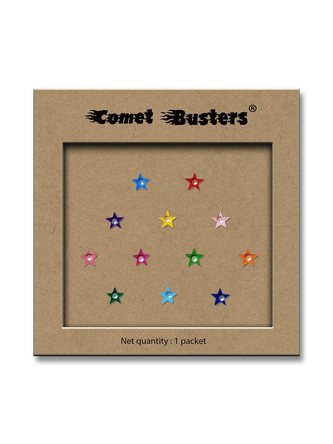 Comet Busters Multicoloured Embellished Reusable Star-Shaped Designer Stickers - 12 Pcs