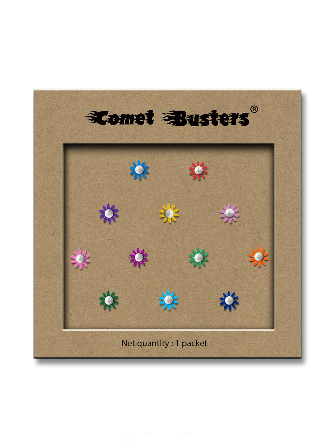 Comet Busters Multicoloured Embellished Reusable Floral Designer Stickers - 12 Pcs