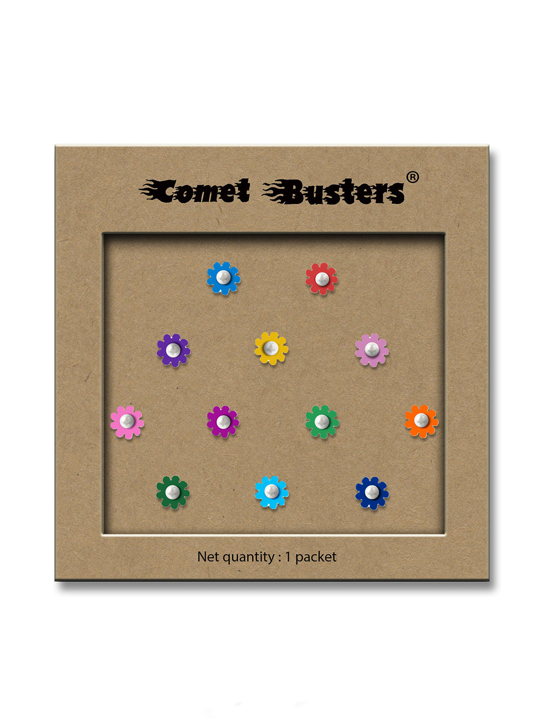 Comet Busters Girls Multicoloured Embellished Reusable Floral Designer Stickers - 12 Pcs