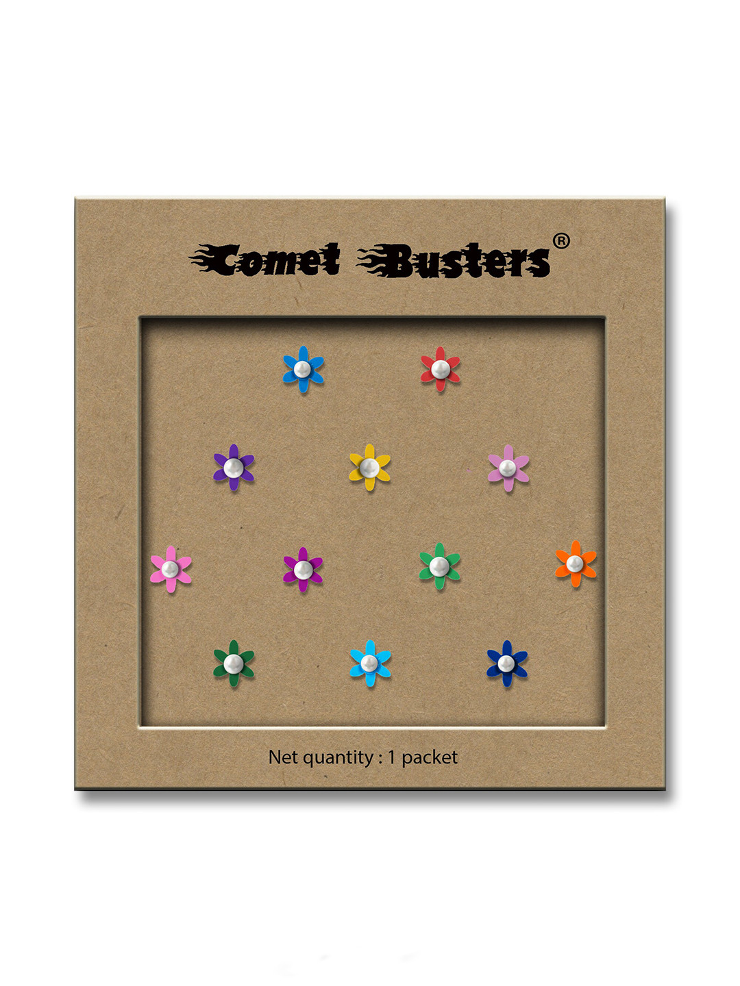 Comet Busters Girls Multicoloured Embellished Reusable Floral Designer Stickers - 12 Pcs