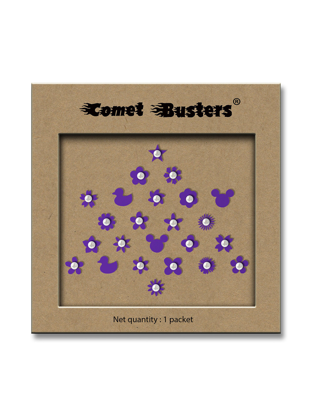Comet Busters Purple Embellished Reusable Designer Stickers - 24 Pcs