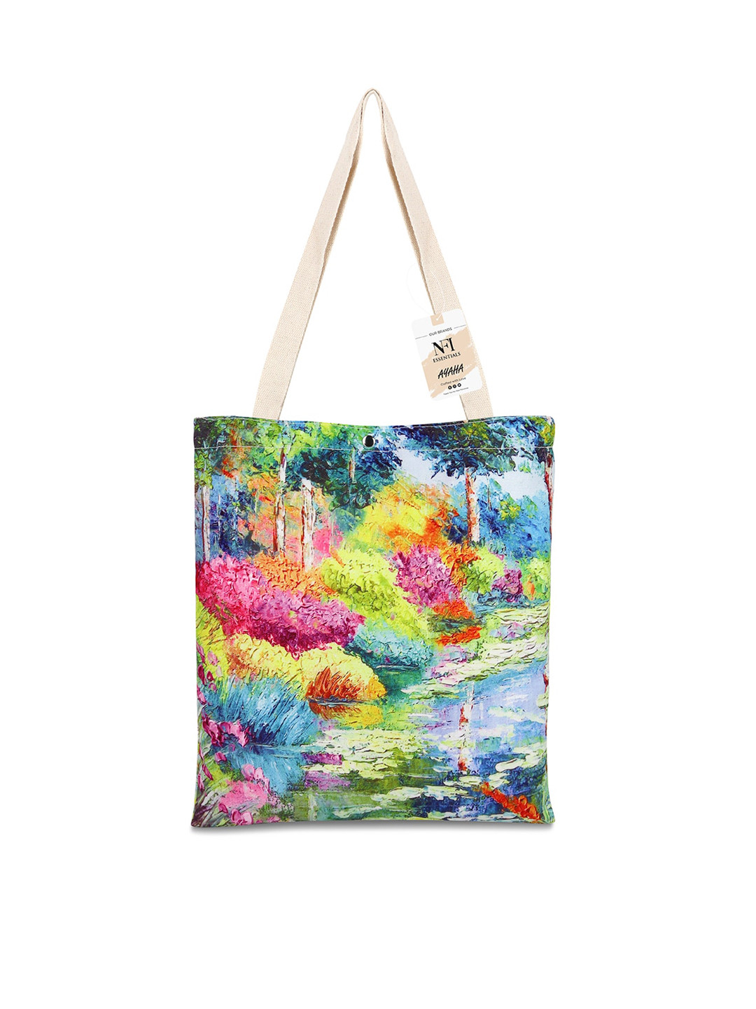 NFI essentials Graphic Printed Structured Canvas Tote Bag