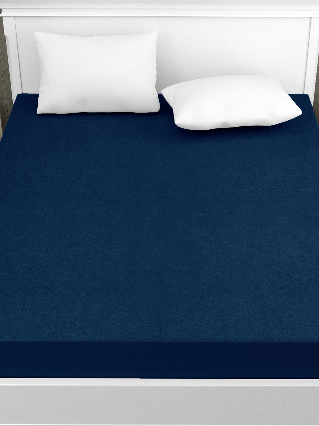 HOMEMONDE Navy Blue Terry Cotton 360 Wide Elasticated & Waterproof Mattress Protector