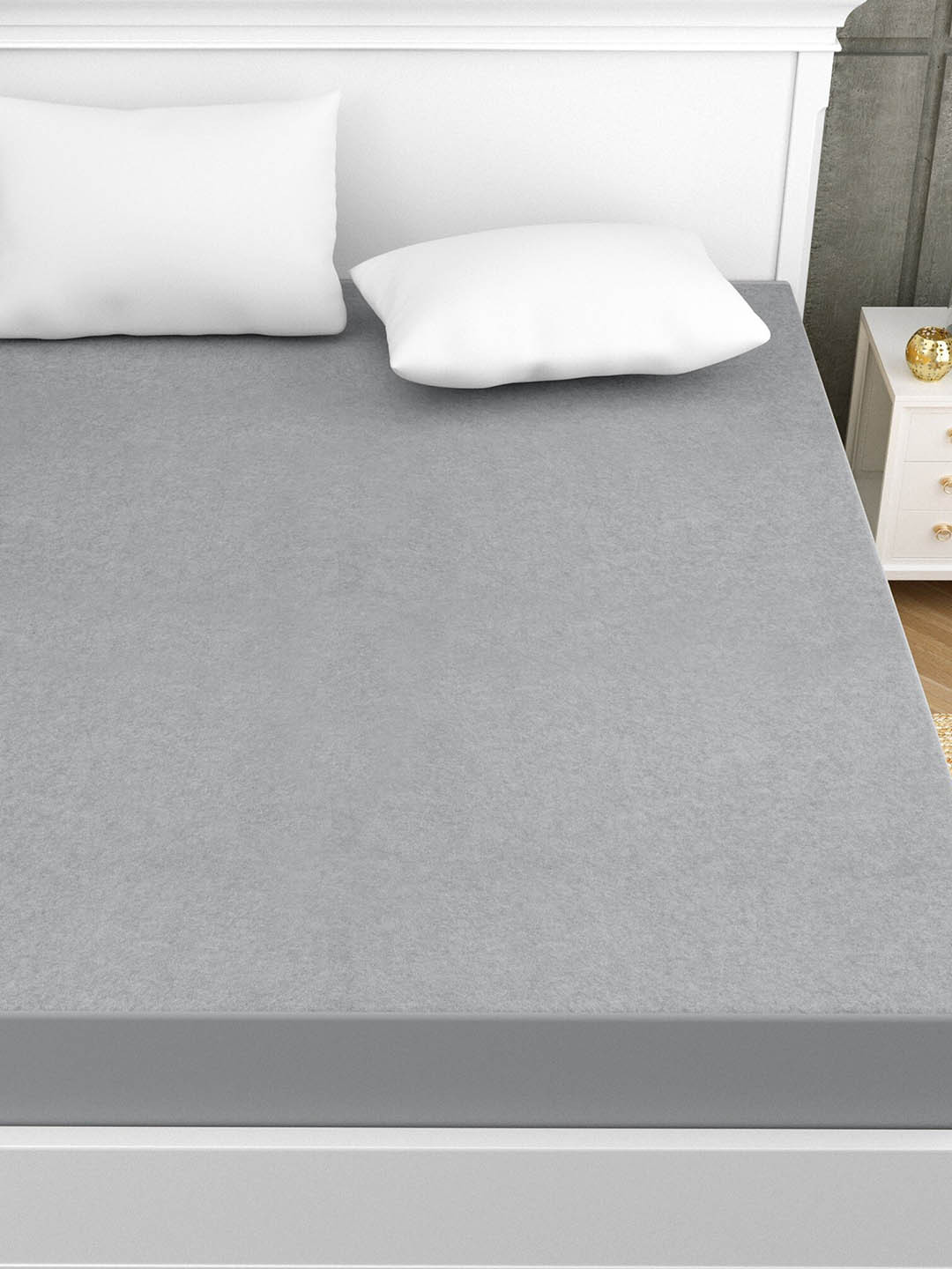 HOMEMONDE Grey Terry Cotton 360 Wide Elasticated Mattress Protector