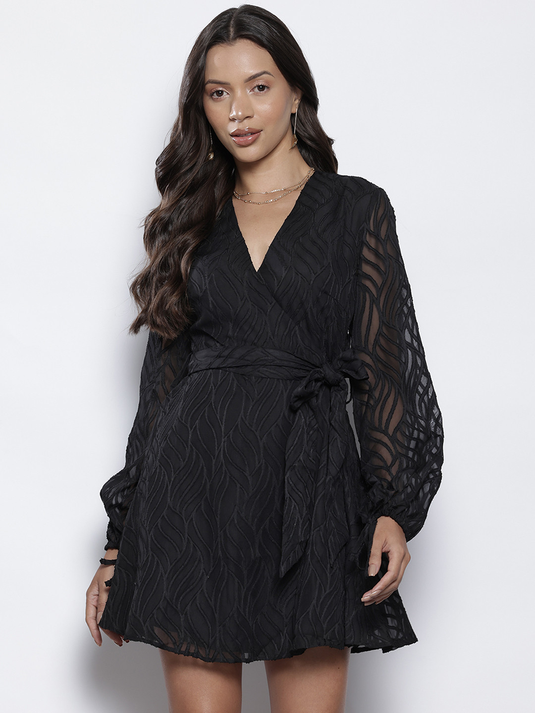 NA-KD Puff Sleeve Lace Mini Dress