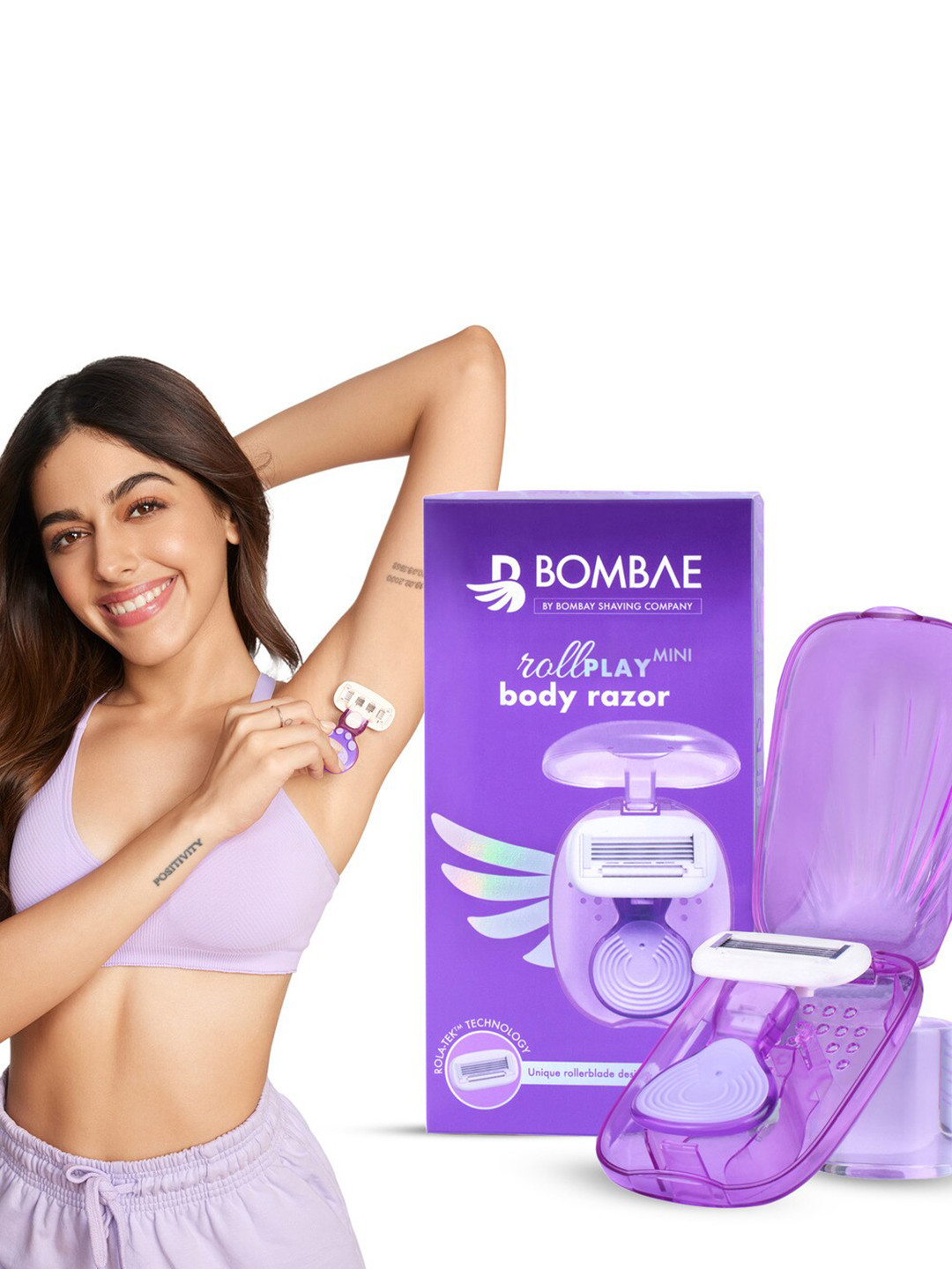 BOMBAE Rollplay Mini Hair Removal Razor with Roller - Purple