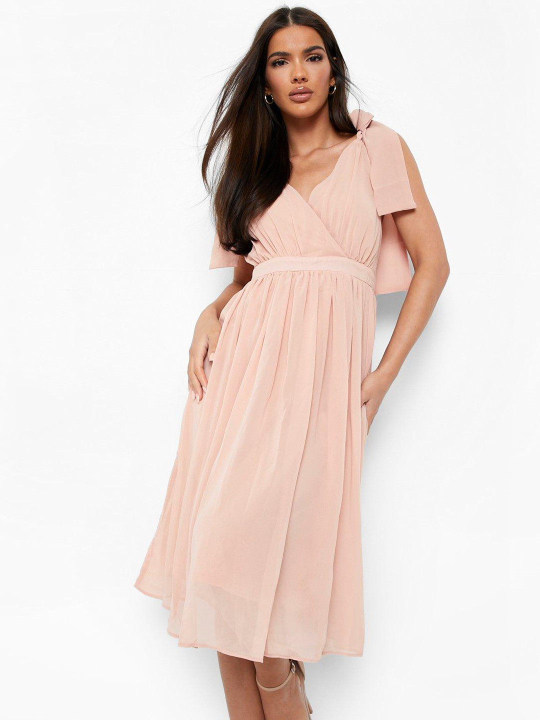 Boohoo Styled Back Chiffon A-Line Dress