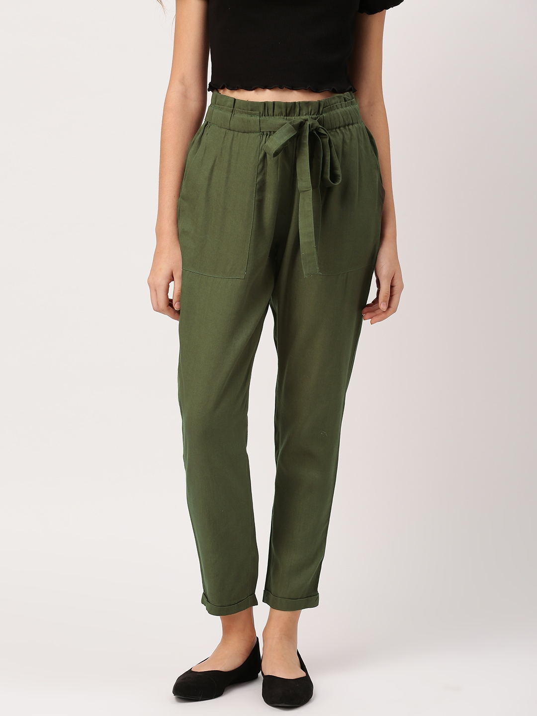 Buy LEGIT SMASUAL ARMY GREEN TROUSERS for Women Online in India