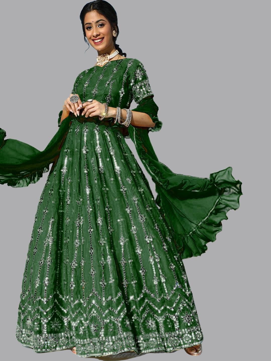 Chhabra 555 Mirror Embellished Lehenga Choli With Dupatta