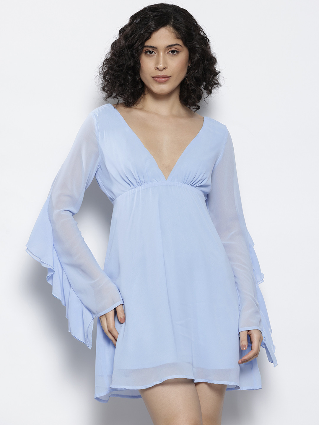 NA-KD Ruffled V-Neck Empire Dress