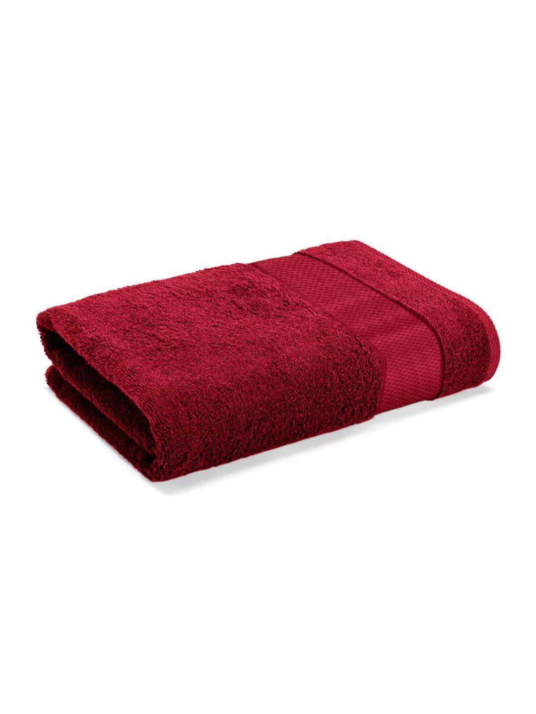 wakefit Maroon Self-Design 500 GSM Pure Cotton Bath Towel