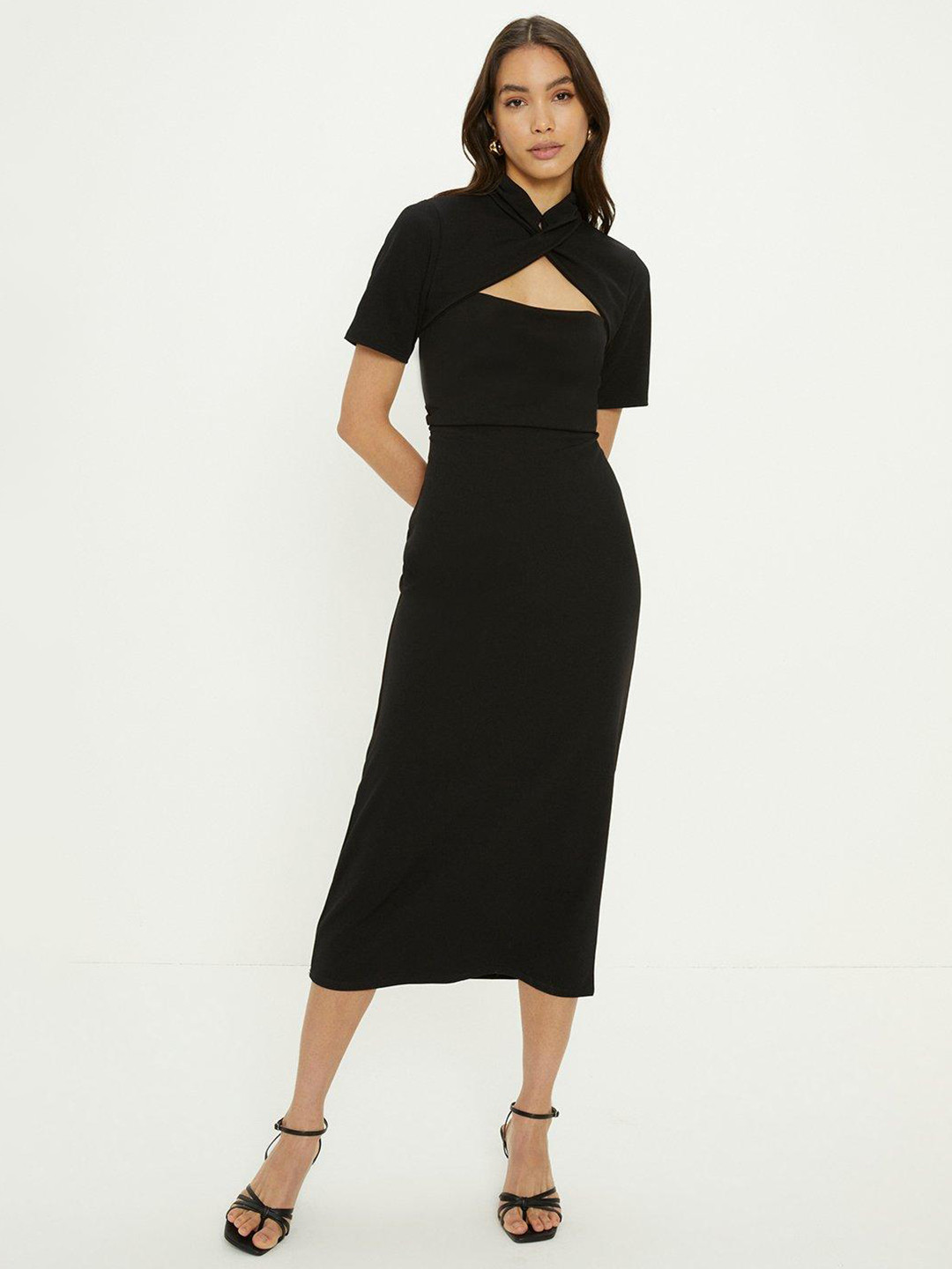 OASIS Scuba Crepe Cut-Out Detail Sheath Midi Dress