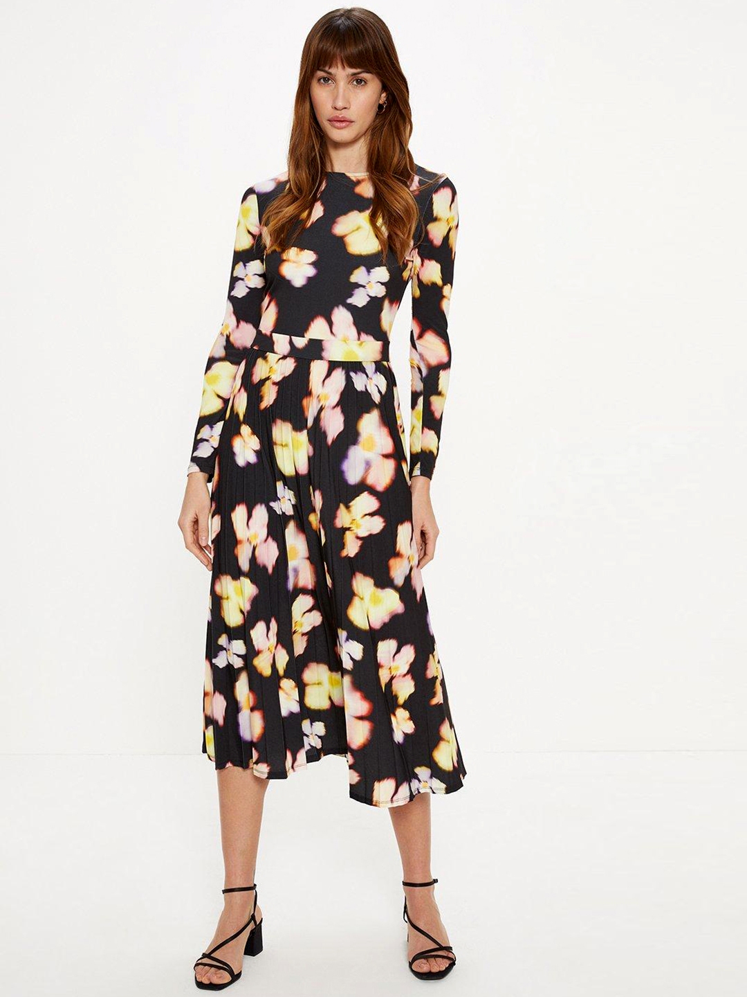 Floral pleated midi dress oasis cheap