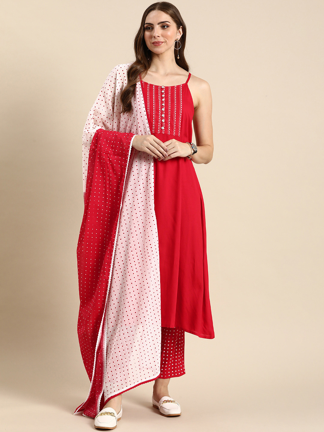 Anouk Yoke Design Kurta with Trousers With Dupatta
