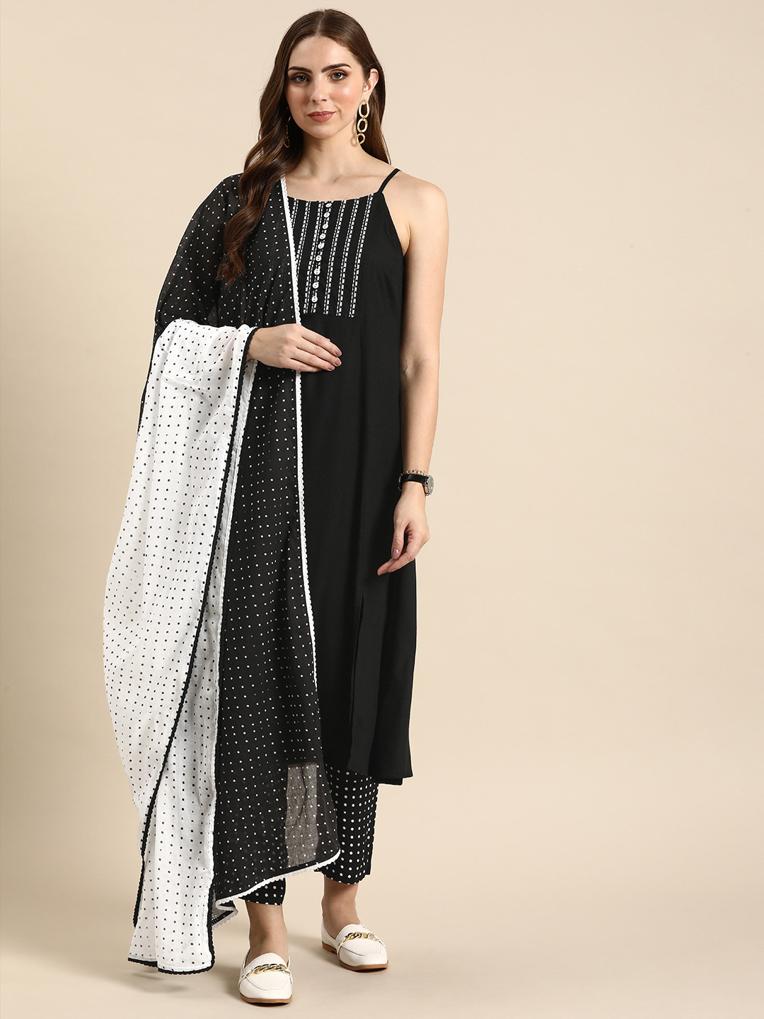 Anouk Yoke Design Kurta with Trousers With Dupatta