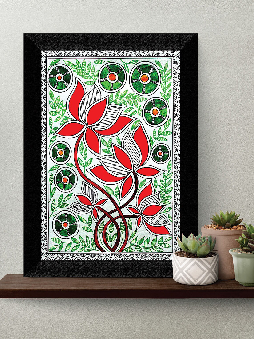 SAF Madhubani Traditional Printed Framed Wall Art