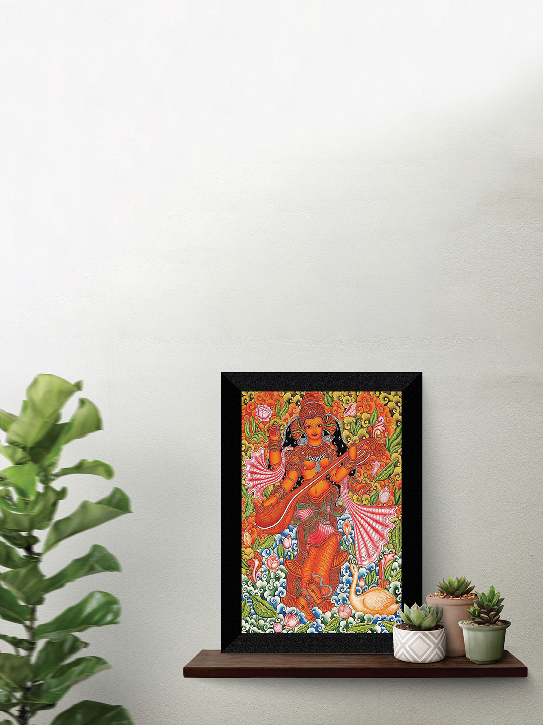 SAF Orange & Green Maa Saraswati Painting Wall Art