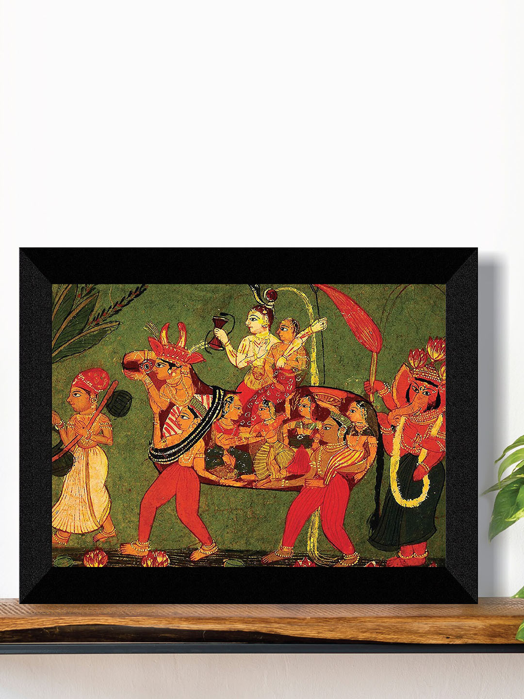 SAF Green & Red Lord Shiva Painting Wall Art