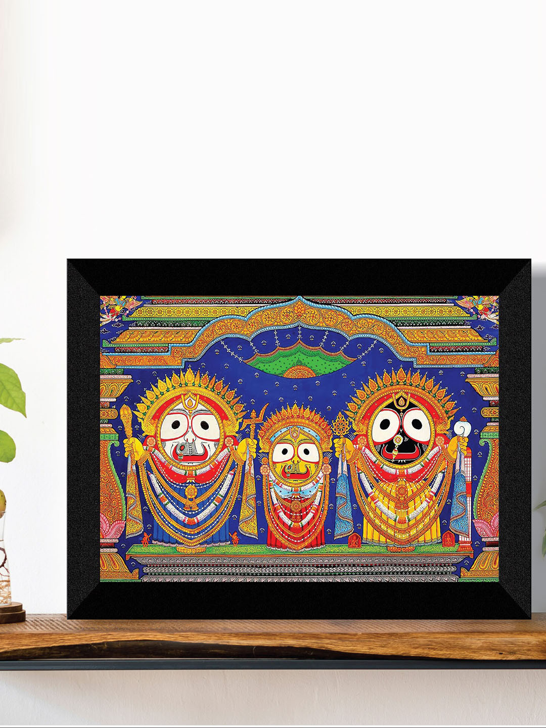 SAF Blue & Red Lord Jagannath Printed Framed Wall Art