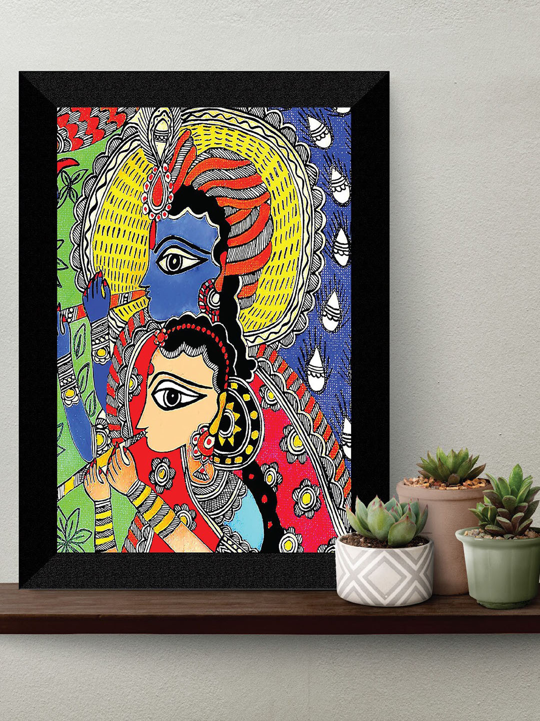 SAF Blue & Yellow Kerela Mural Painting Wall Art