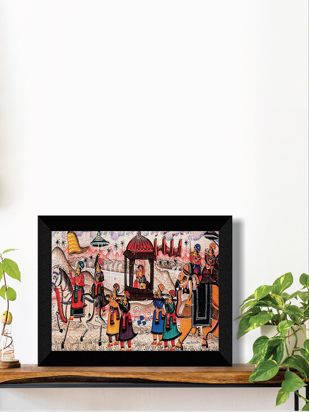 SAF Brown & Orange Rajasthani Painting Wall Art