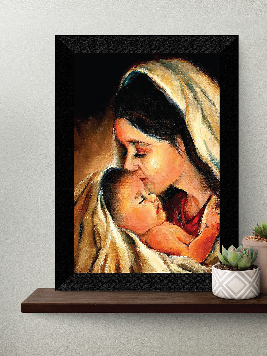 SAF New Born Baby Wood Wall Rectangle Paintings Wall Art -11 x 14In