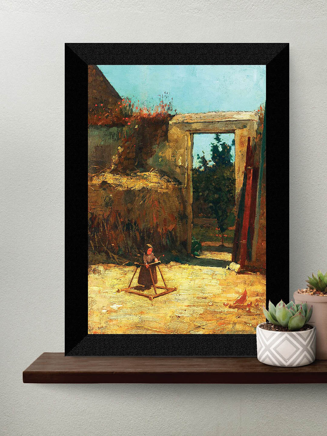 SAF Yellow & Black Abstract Painting Framed Wall Artt