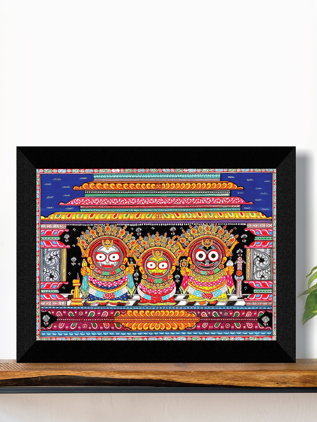 SAF Lord Jagannath Wood Wall Rectangle Paintings Wall Art -11x 14In