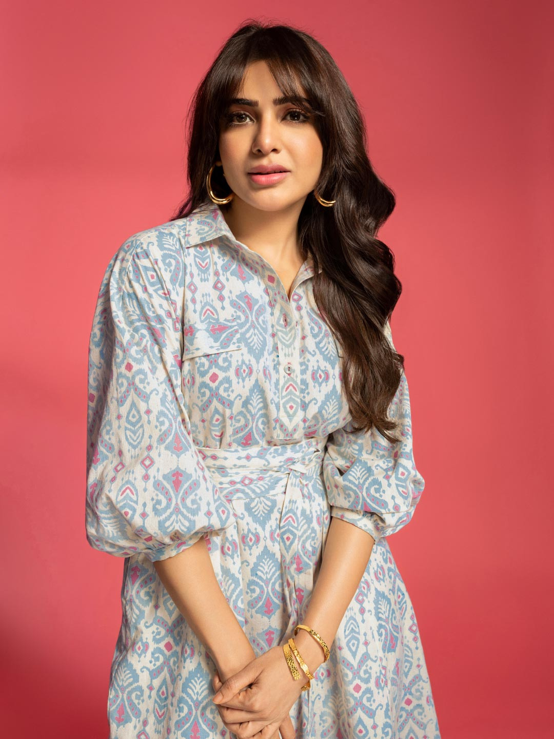 Saaki Floral Printed Shirt Dress With Belt