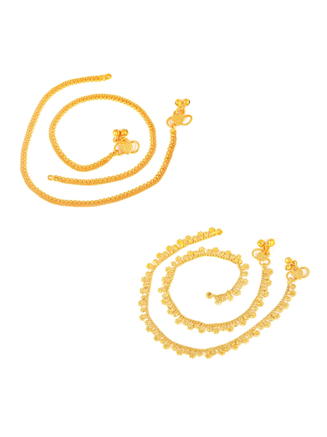 MEENAZ Set Of 2 Pairs Of Gold-Plated Anklets