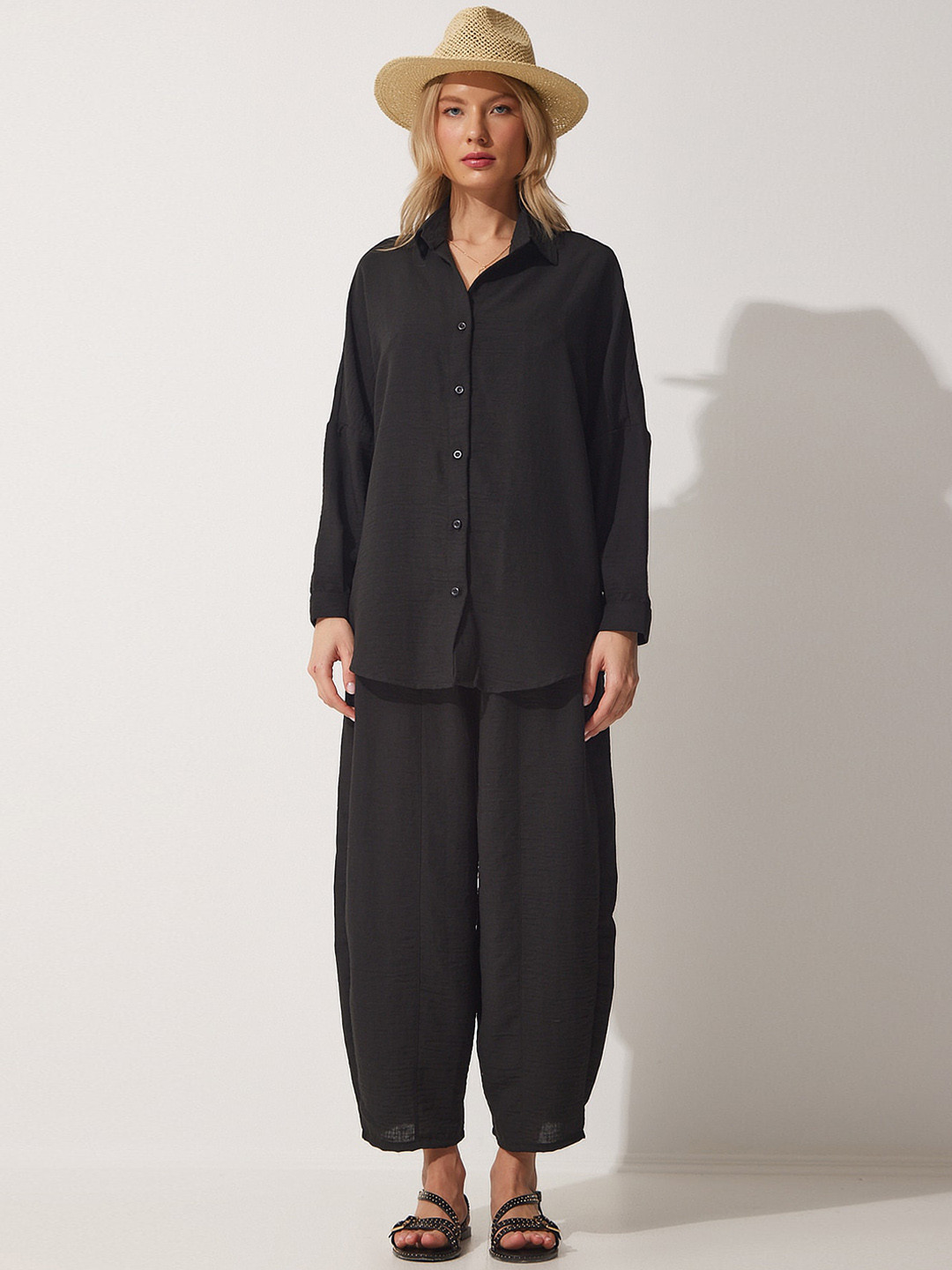 Happiness istanbul Pure Cotton Shirt With Balloon Trousers