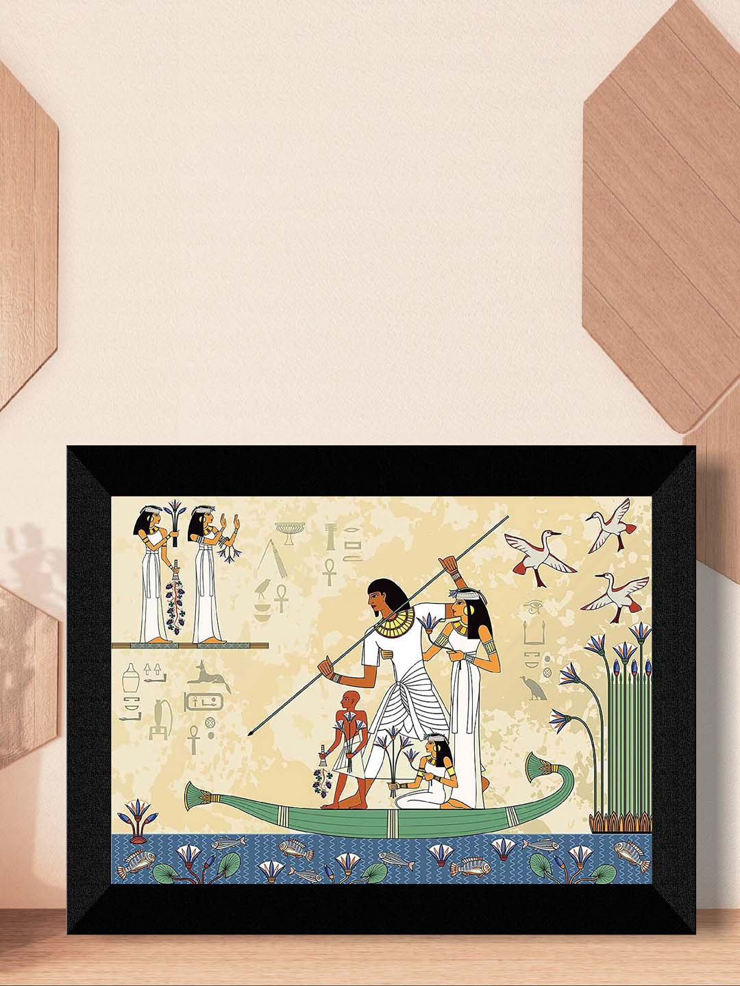 SAF Cream-Colored & White Trible Painting Framed UV Coating Wall Art