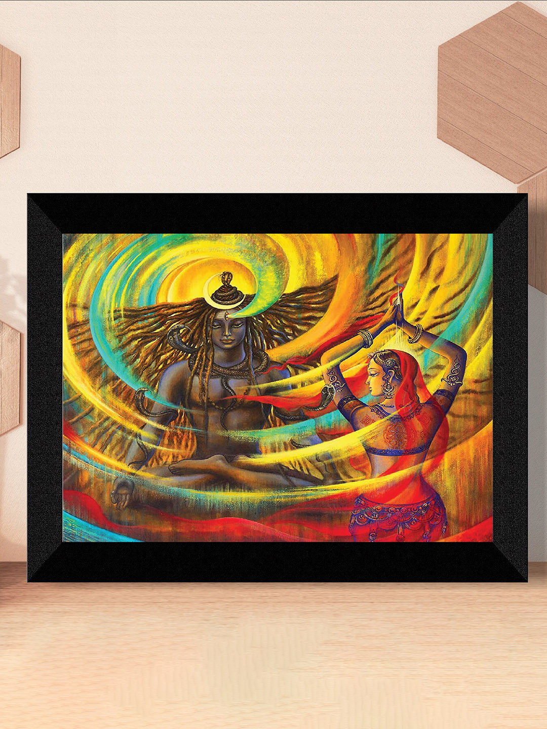 SAF Shiv Parvati Canvas Wall Rectangle Paintings Wall Art - 11 x 14In