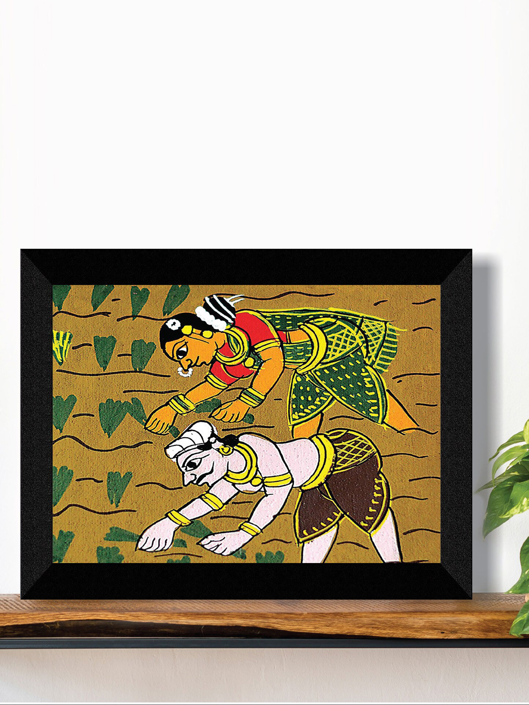 SAF Green Paper Wall Living Room Rectangle Potrait Paintings Wall Art -10.79 x 14In