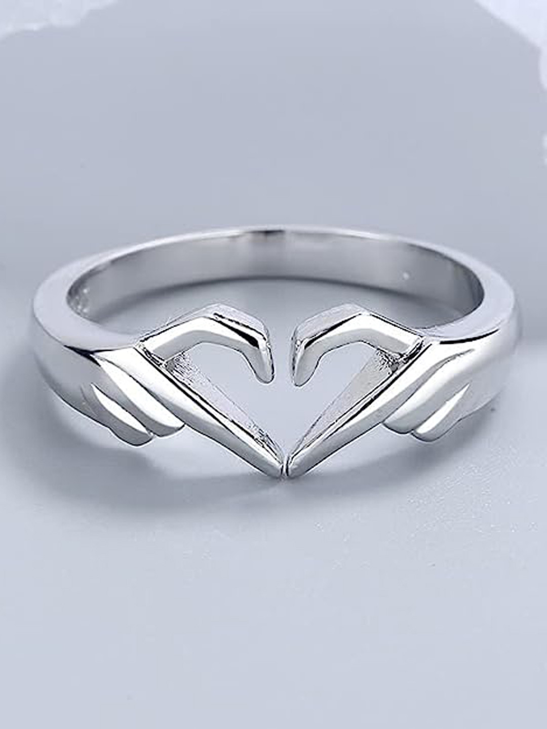 VIEN Silver-Plated Heart Shaped Finger Ring