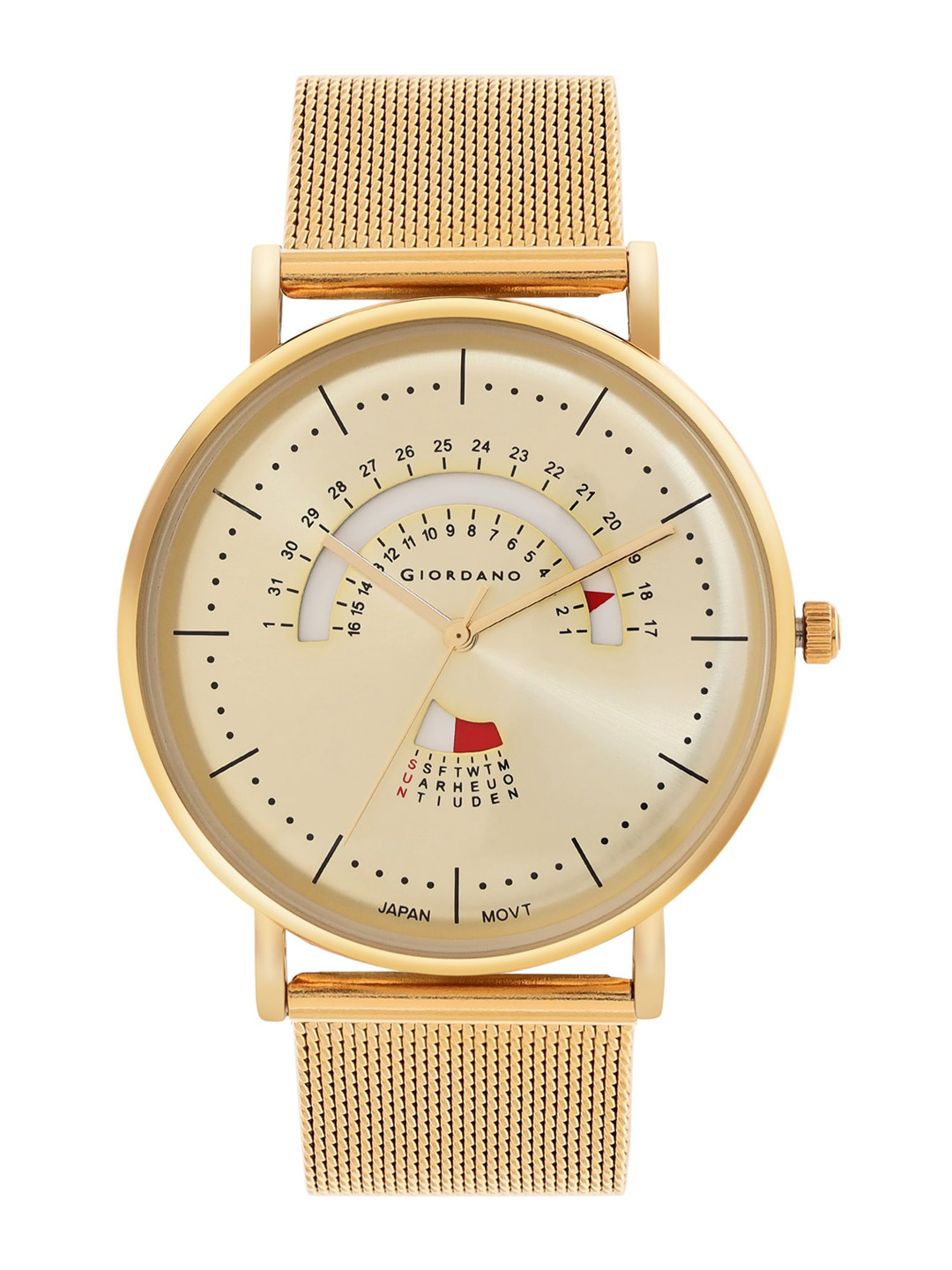 GIORDANO Men Patterned Dial & Bracelet Style Straps Analogue Watch GZ-50073-22