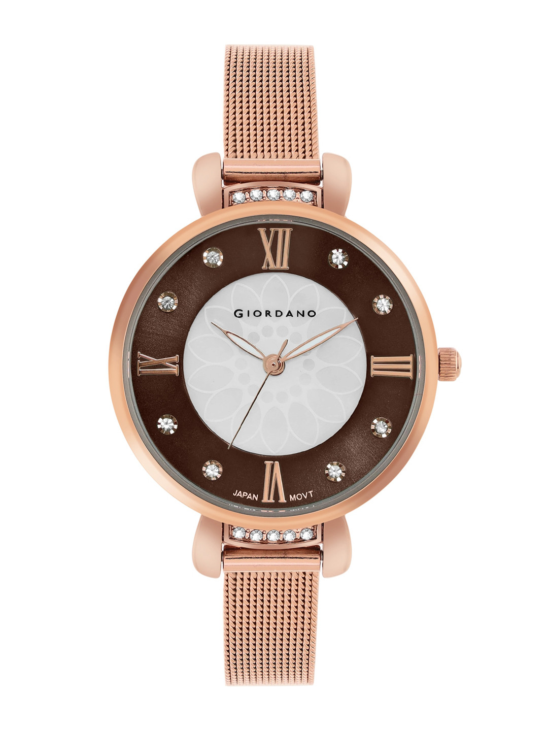 GIORDANO Women Embellished Dial & Stainless Steel Straps Analogue Watch GZ-60075-44