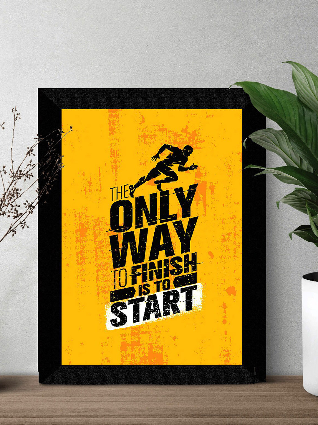 SAF Yellow & Black Motivational Quotes Painting Wall Art