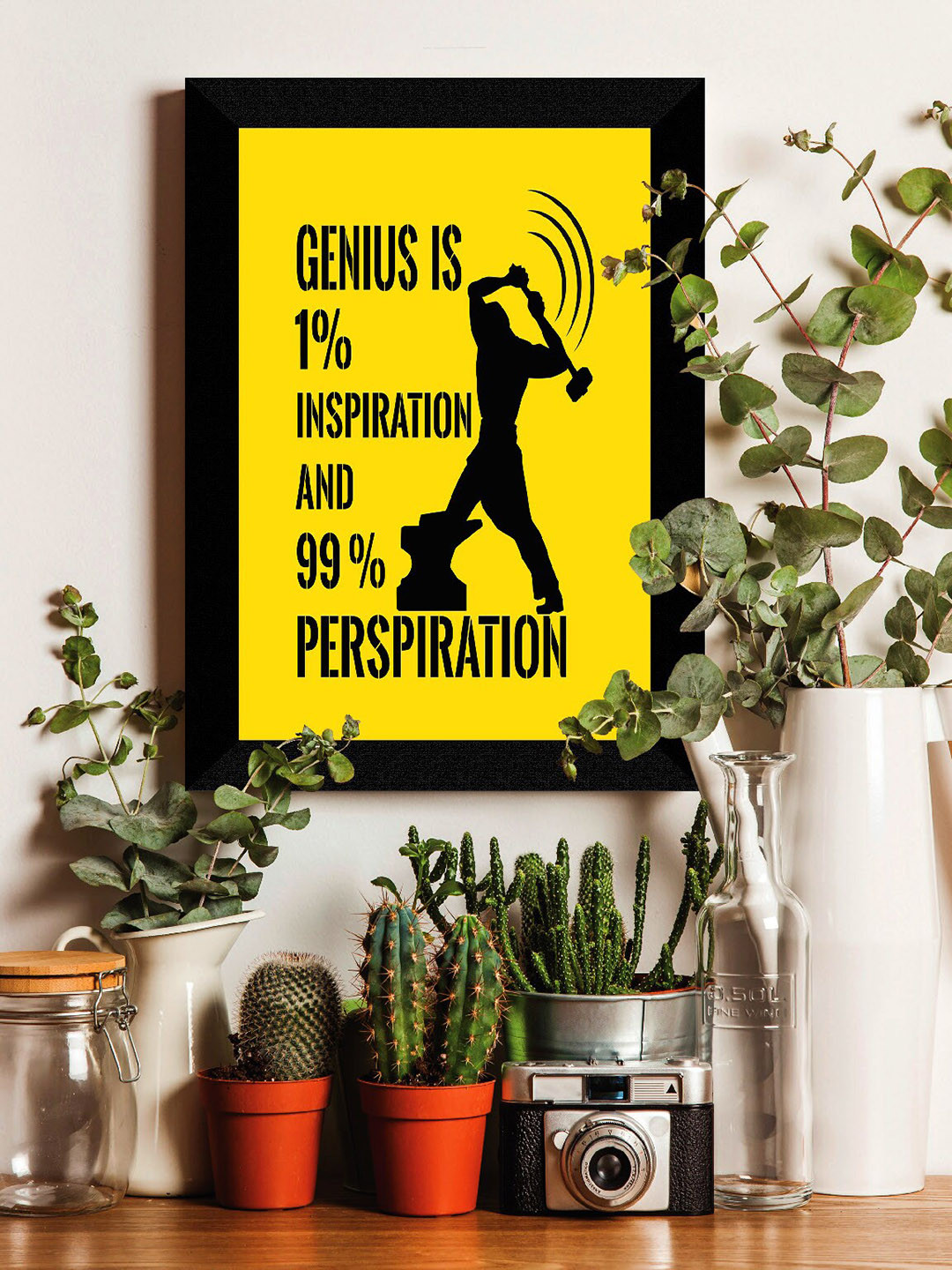 SAF Yellow & Black Painting Wall Art