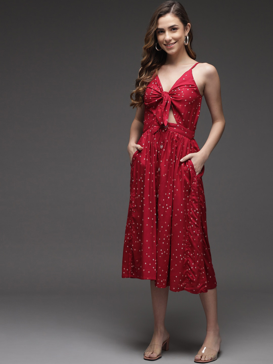 BAESD Conversational Printed Sleeveless Midi Dress