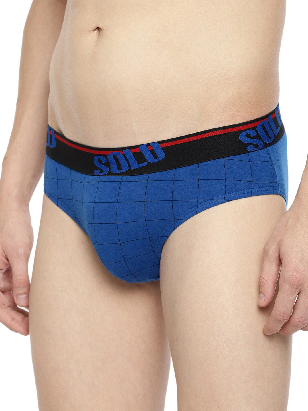 SOLO Men Cotton Checked Basic Briefs Checks-OE-Royal Blue-75