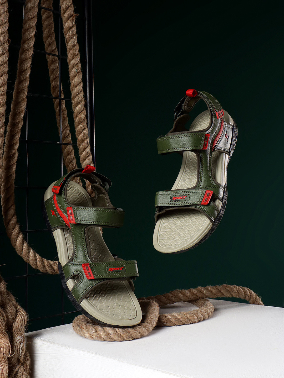 Sparx Men Brand Logo Printed Sport Sandals With Velcro Closure