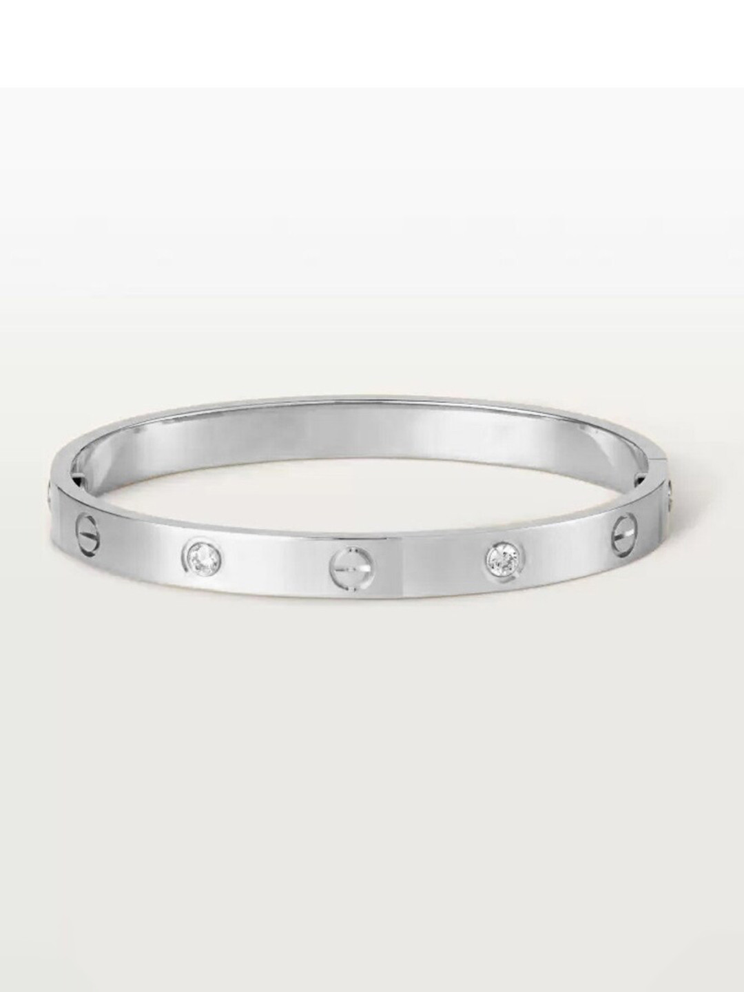 MYKI Silver-Plated Stone Studded Kada-Style Bracelet