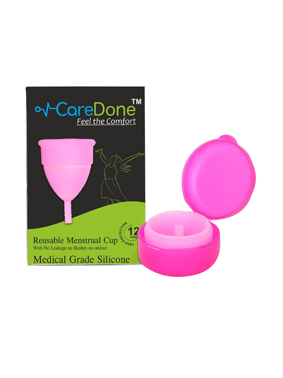 CareDone Medium Reusable Menstrual Cup with Menstrual Cup Wash - Pink