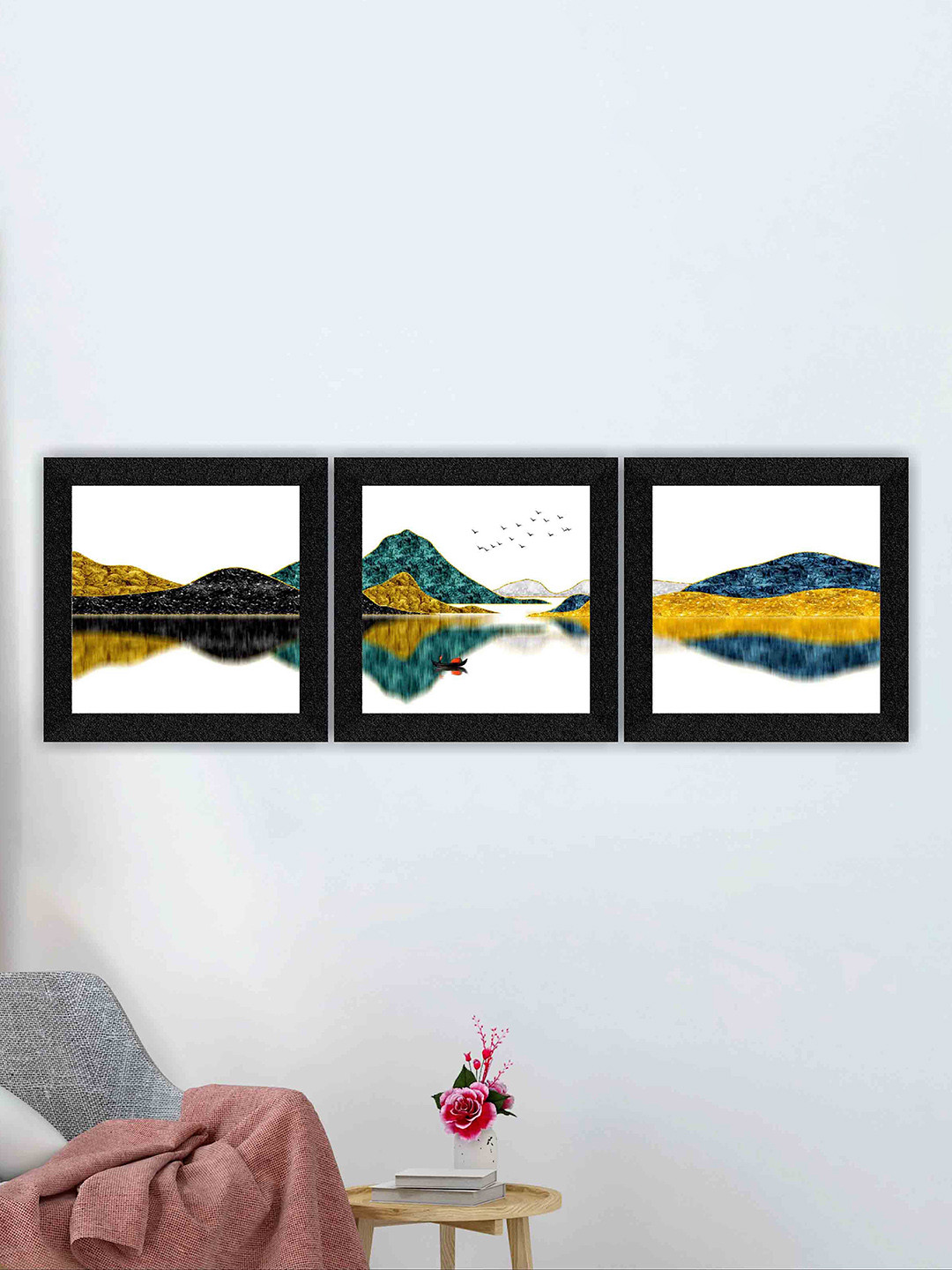 SAF Nature Paper 3 Piece Wall Square Paintings Wall Art - 10 x 10 In