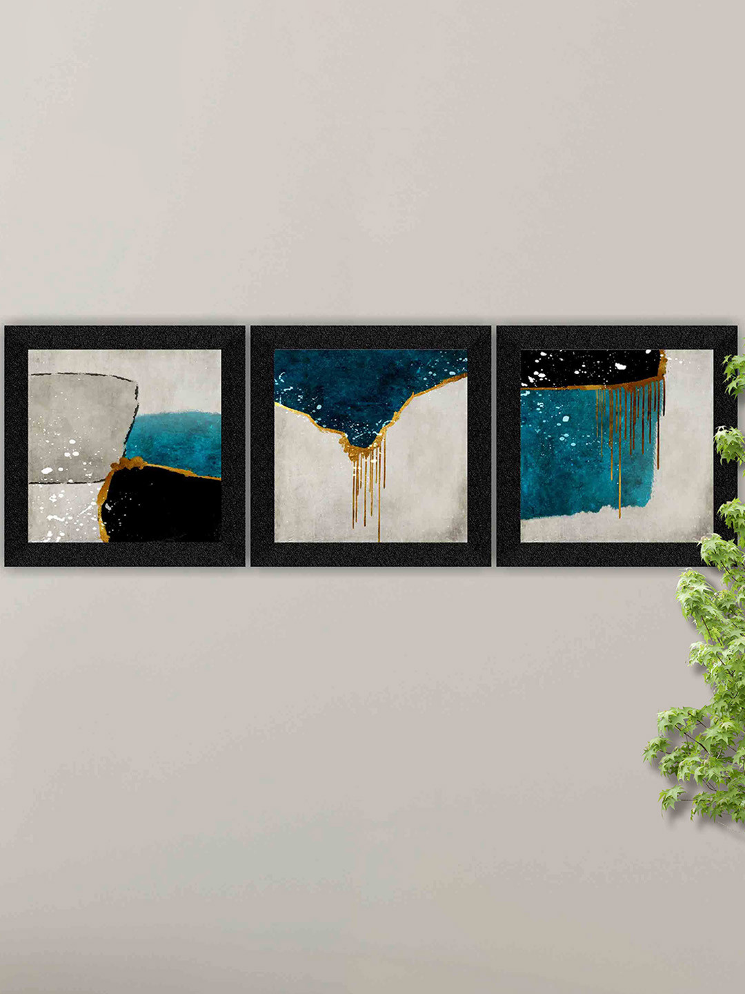 SAF Abstract Butterfly Canvas 3 Piece Wall Square Paintings Wall Art - 10 x 10In